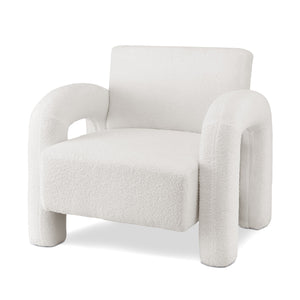 Boucle Accent Armchair | Curved Seat Lounge Chair | White