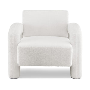 Boucle Accent Armchair | Curved Seat Lounge Chair | White
