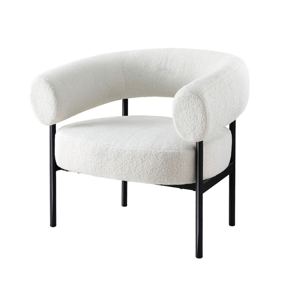 Armchair | Accent Chair | Curved Boucle | White