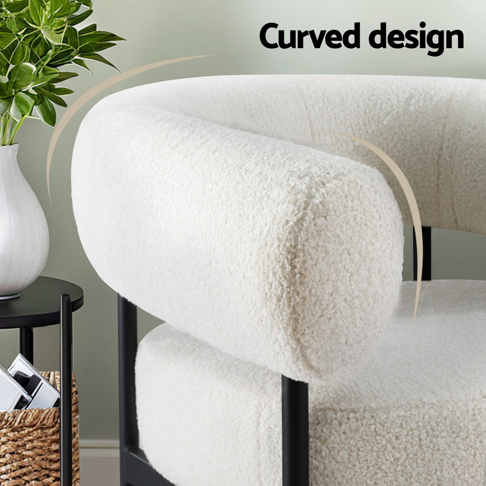 Armchair | Accent Chair | Curved Boucle | White