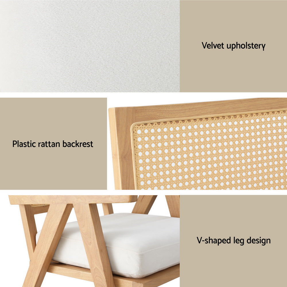 Armchair | Accent Chair | Lounge Rattan | Velvet | Pine