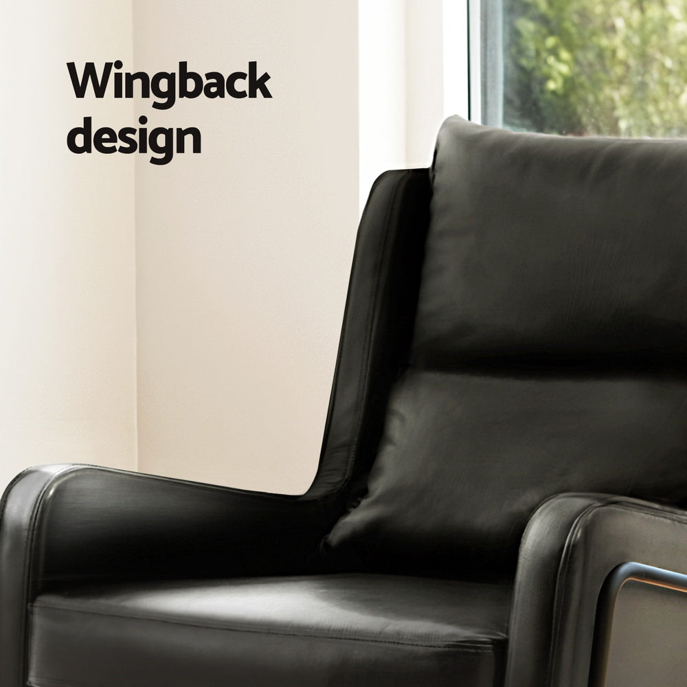 Armchair | Accent Chair | PU Leather | Wingback | Black