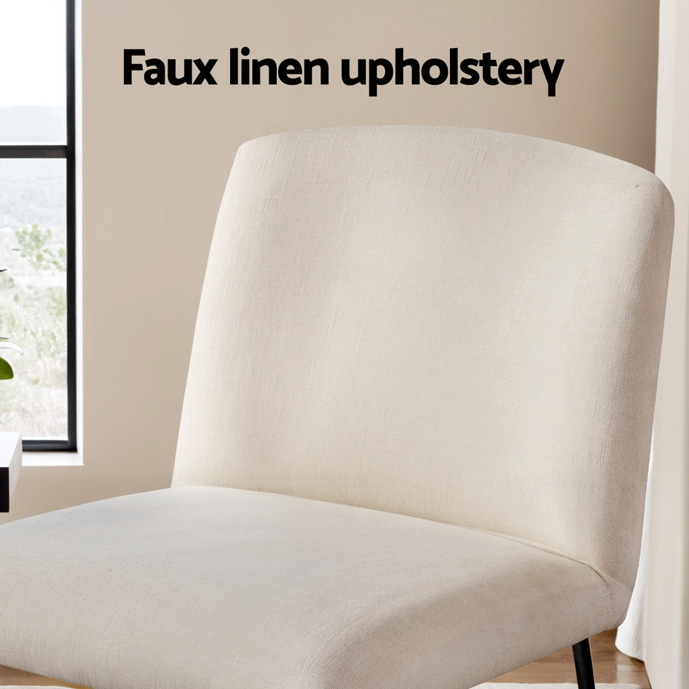 Accent Chair | Armless Armchair | Sled Cross Leg | Beige Fabric