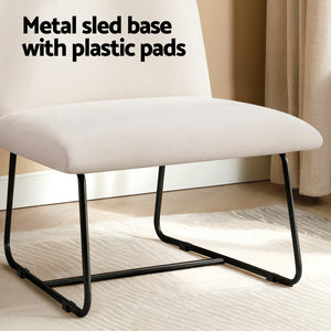 Accent Chair | Armless Armchair | Sled Cross Leg | Beige Fabric