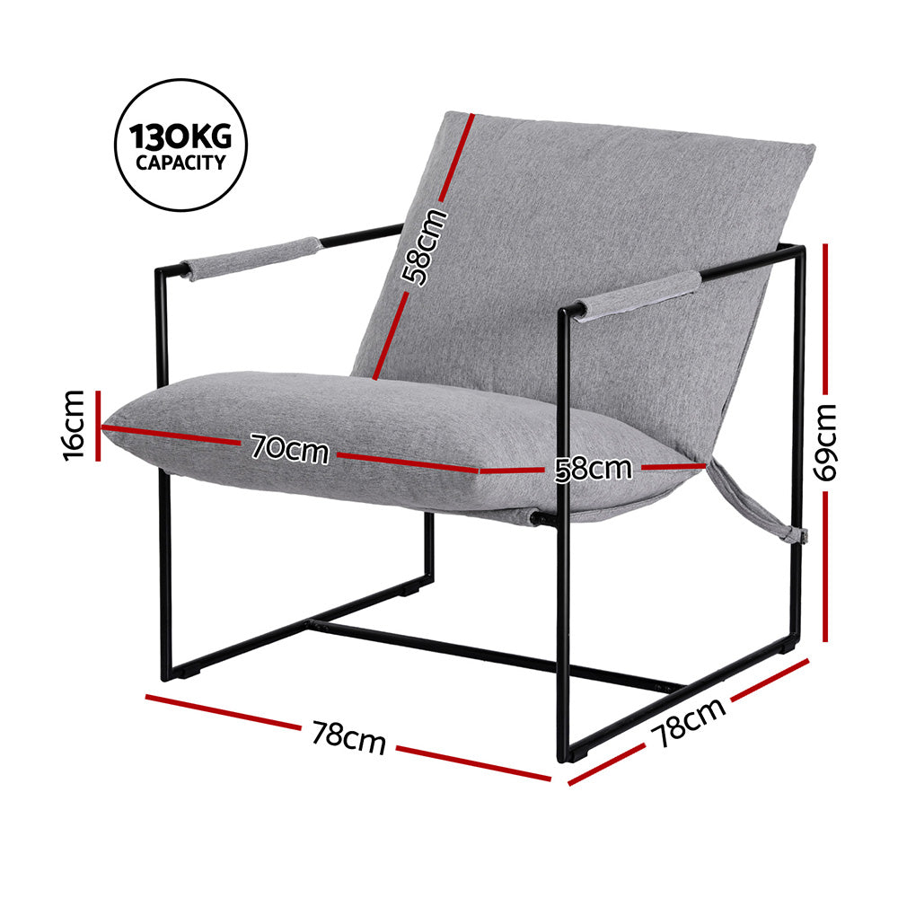 Artiss Armchair | Sling Lounge Chair | Grey