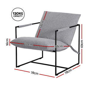 Artiss Armchair | Sling Lounge Chair | Grey