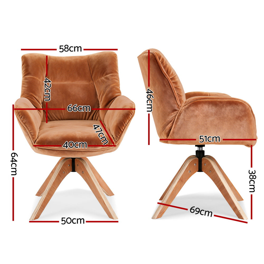 Swivel Nursing Armchair | Velvet Upholstery | Brown