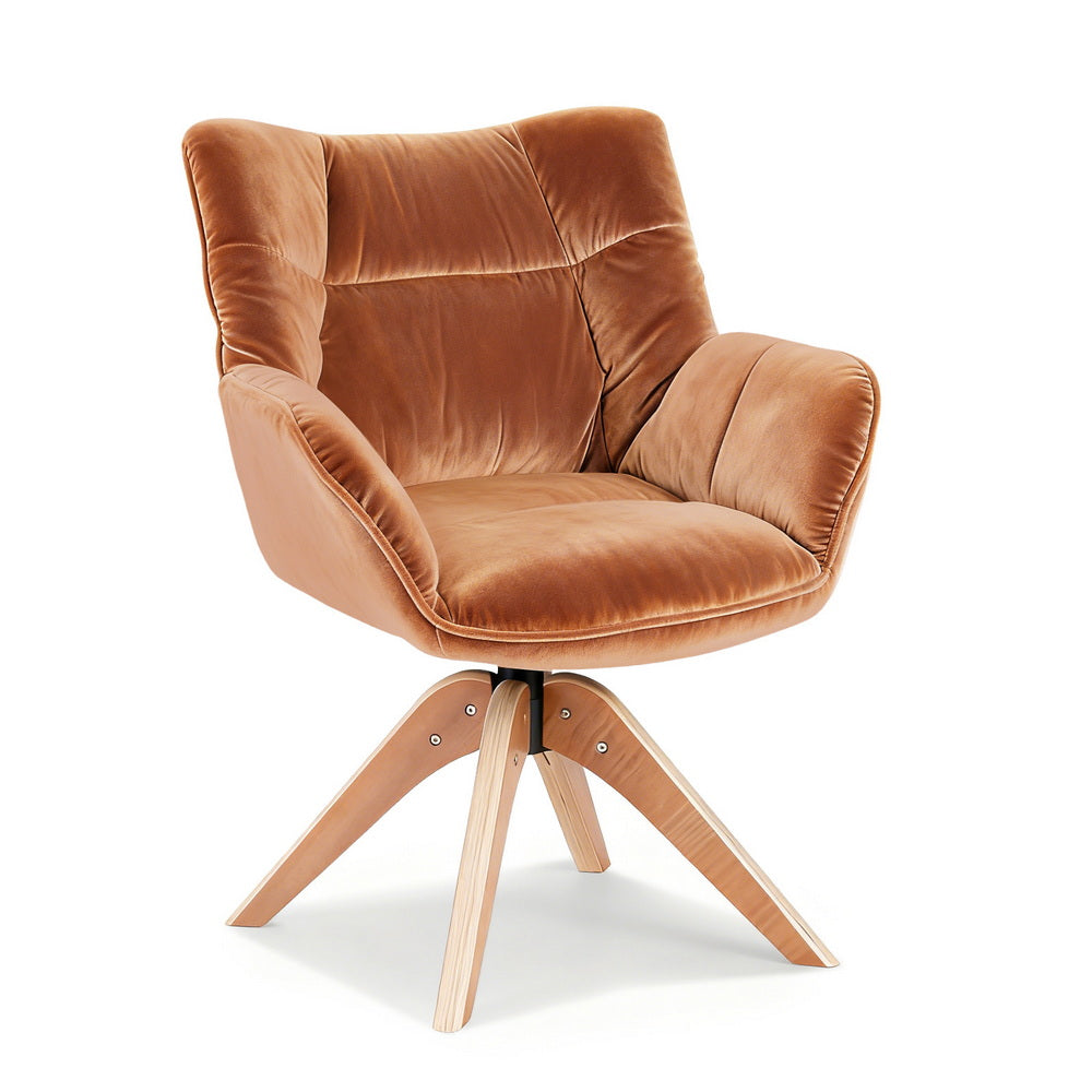 Swivel Nursing Armchair | Velvet Upholstery | Brown