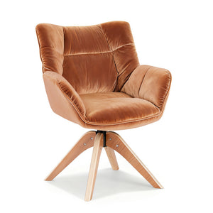 Swivel Nursing Armchair | Velvet Upholstery | Brown