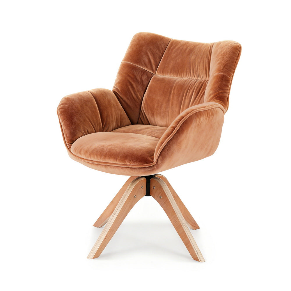 Swivel Nursing Armchair | Velvet Upholstery | Brown