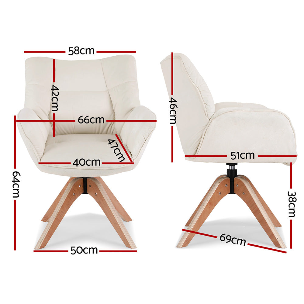 Swivel Nursing Chair | Velvet Fabric | White