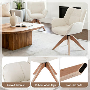 Swivel Nursing Chair | Velvet Fabric | White