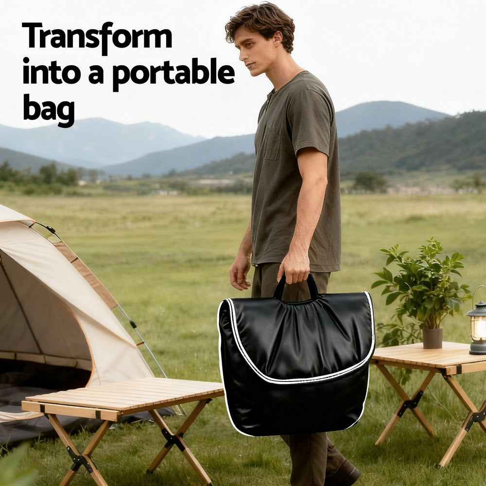 Foldable Chair | 2-in-1 Portable Armchair Lounger | Black