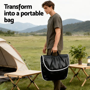 Foldable Chair | 2-in-1 Portable Armchair Lounger | Black