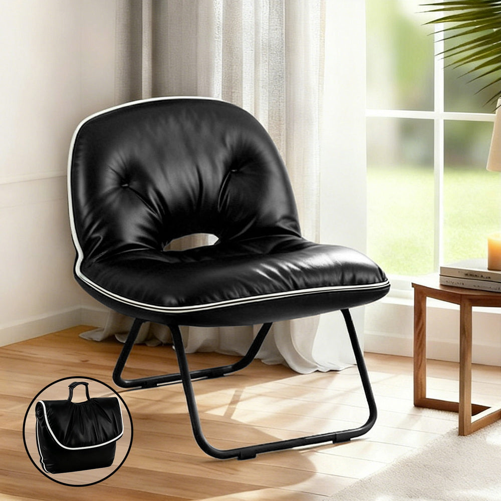 Foldable Chair | 2-in-1 Portable Armchair Lounger | Black