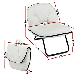 Portable Foldable Armchair | 2-in-1 Lounge Chair | White