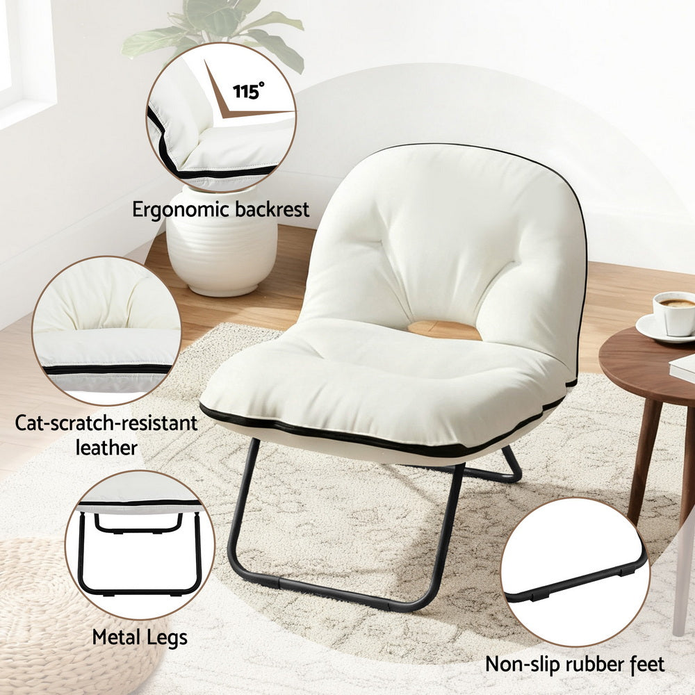 Portable Foldable Armchair | 2-in-1 Lounge Chair | White