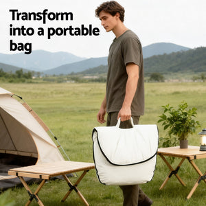 Portable Foldable Armchair | 2-in-1 Lounge Chair | White