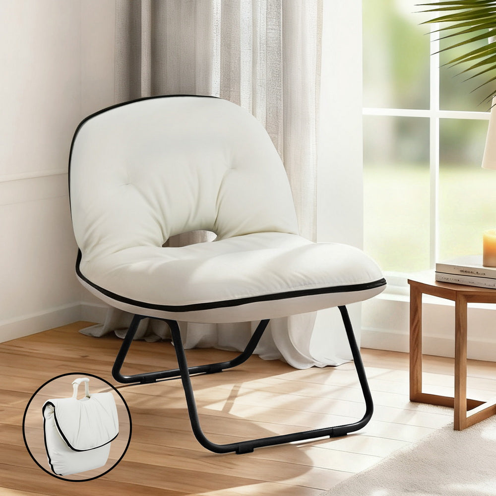 Portable Foldable Armchair | 2-in-1 Lounge Chair | White