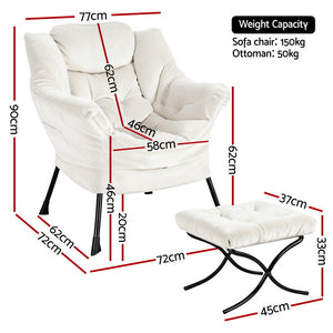 Ottoman Footrest | Velvet Accent Stool | White