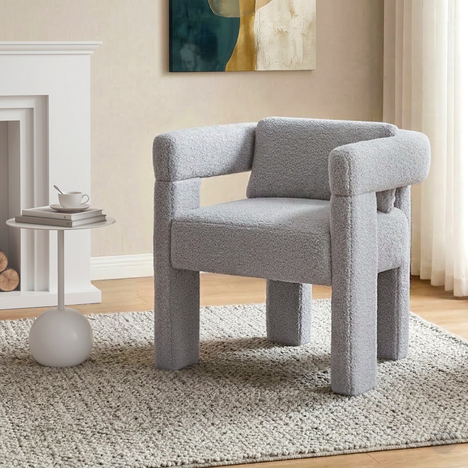 Boucle Armchair | Accent Lounge Chair | Grey