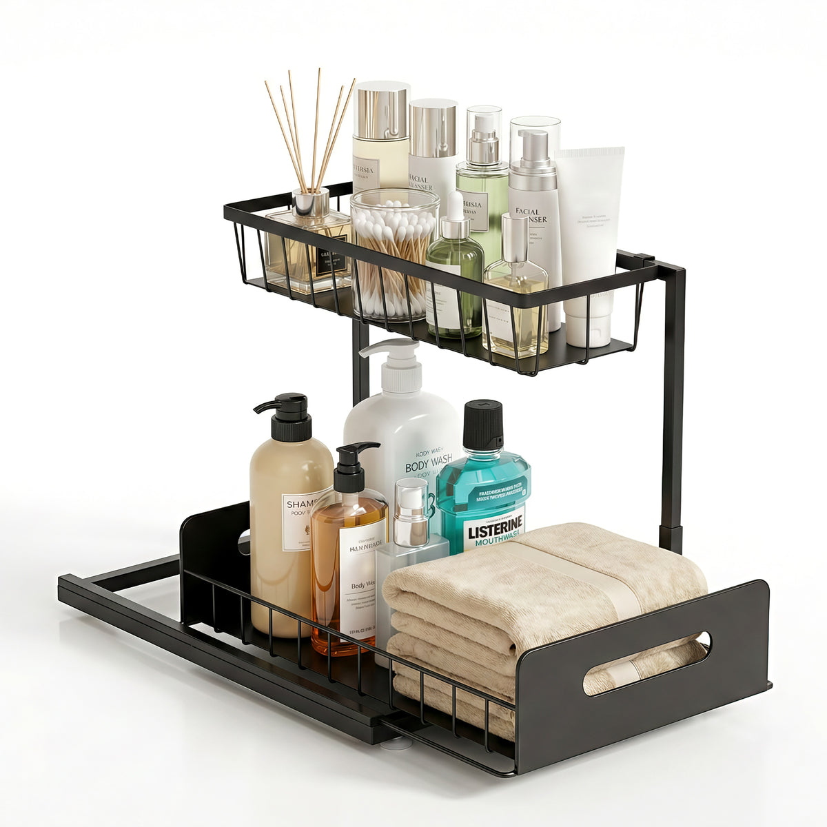 Under Sink Organiser | L Shape | Pull Out Drawer | Kitchen Cabinet Storage