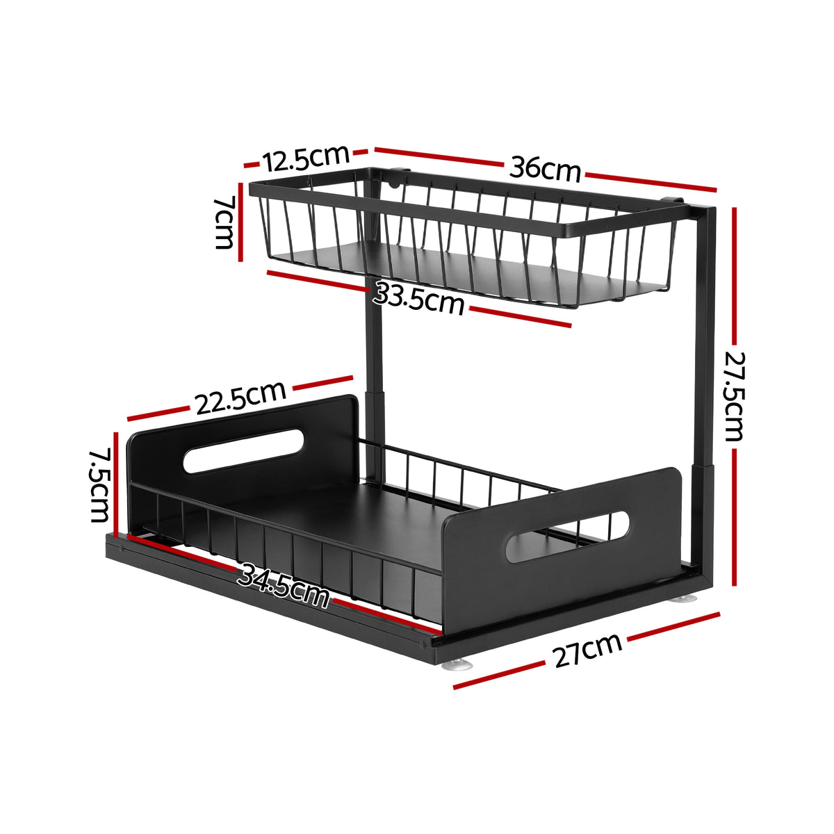 Under Sink Organiser | L Shape | Pull Out Drawer | Kitchen Cabinet Storage