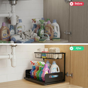 Under Sink Organiser | L Shape | Pull Out Drawer | Kitchen Cabinet Storage