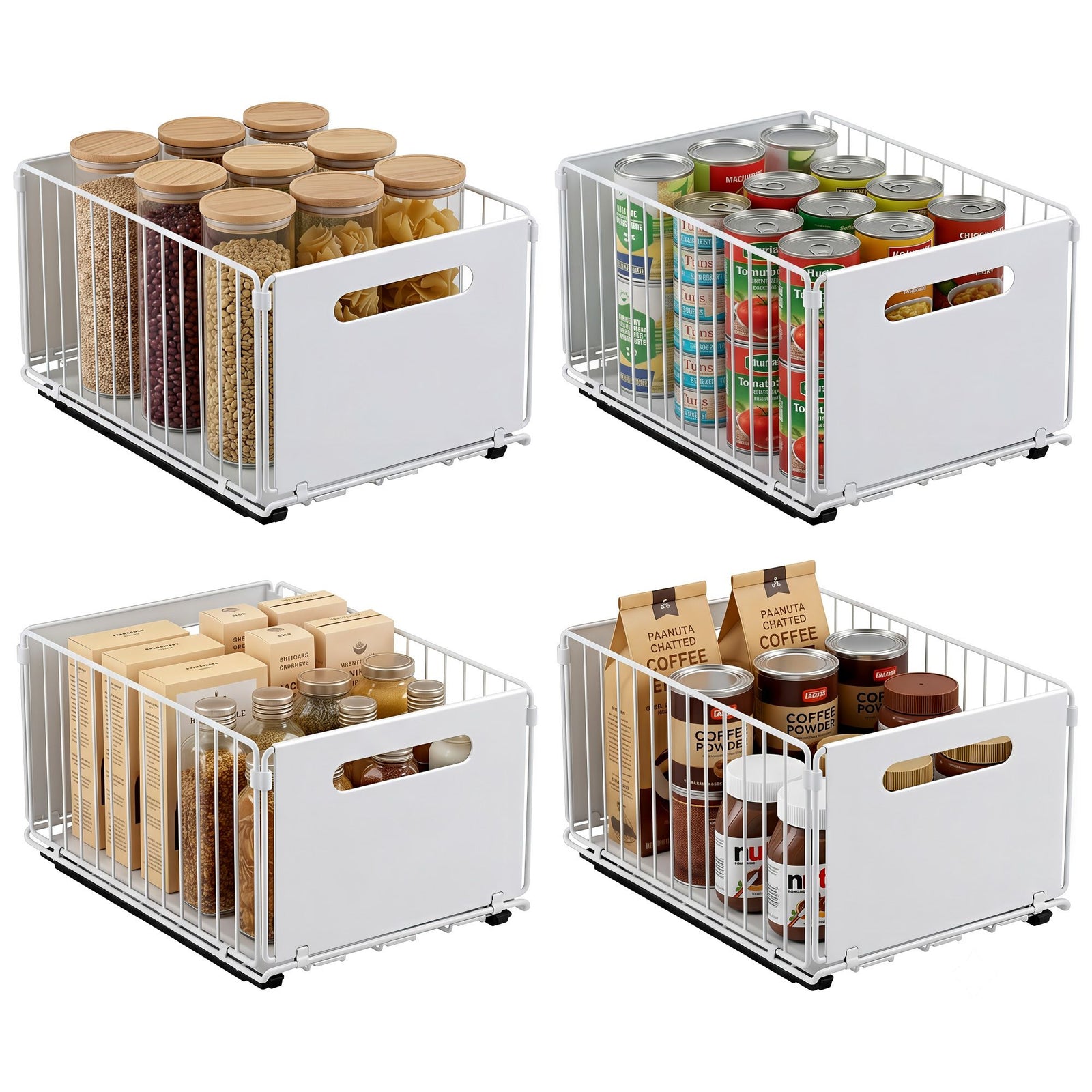Pull-Out Cabinet Drawers | 4 Pack | Foldable Slide Out Organisers