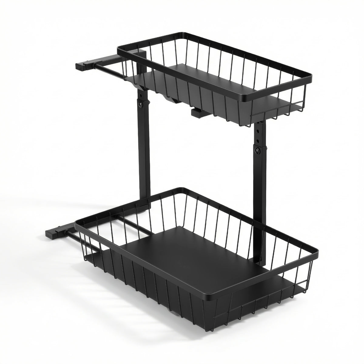 Under Sink Organiser | 2 Slide Out Drawers | Adjustable Height | Black