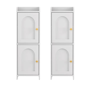 Artiss 2x Bathroom Storage Cabinet 2-Tier Slim Toilet Organizer Adjustable White