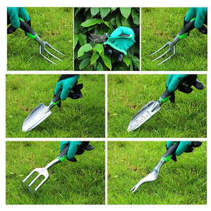 Hivvago Garden Tool Set 8-Piece | Stainless Steel with Tote & Gloves