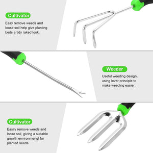Hivvago Garden Tool Set 8-Piece | Stainless Steel with Tote & Gloves
