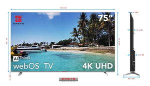 EMETE Smart TV | 75" Frameless UHD | WebOS | Slim Bezel