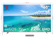 EMETE Smart TV | 65" Frameless UHD | WebOS | 4K Resolution