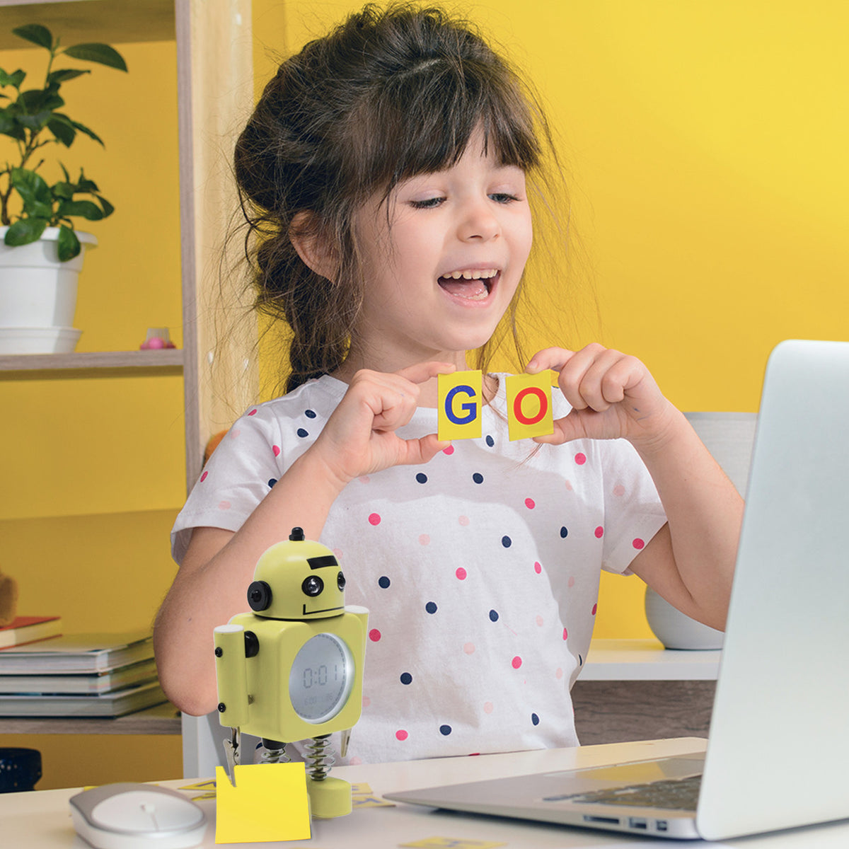 Laser Robot Alarm Clock | For Kids | Yellow