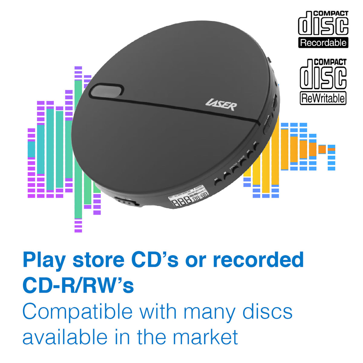 Laser CD/MP3 Player | Portable | Anti-Skip | Includes Headphones