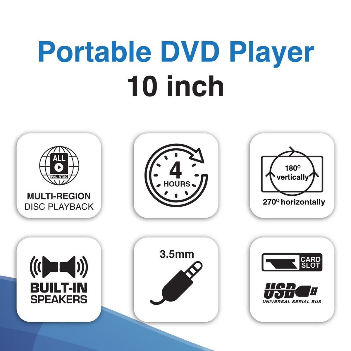 Laser DVD Player | 10" Portable | Anti-Skip Technology