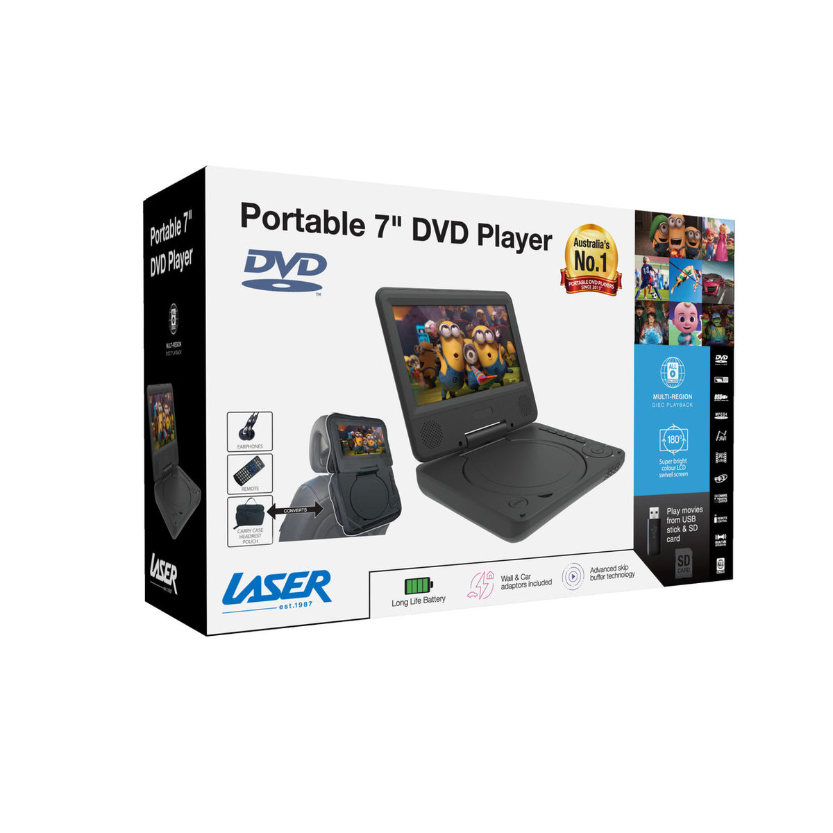 Laser DVD Player | 7" Portable Screen