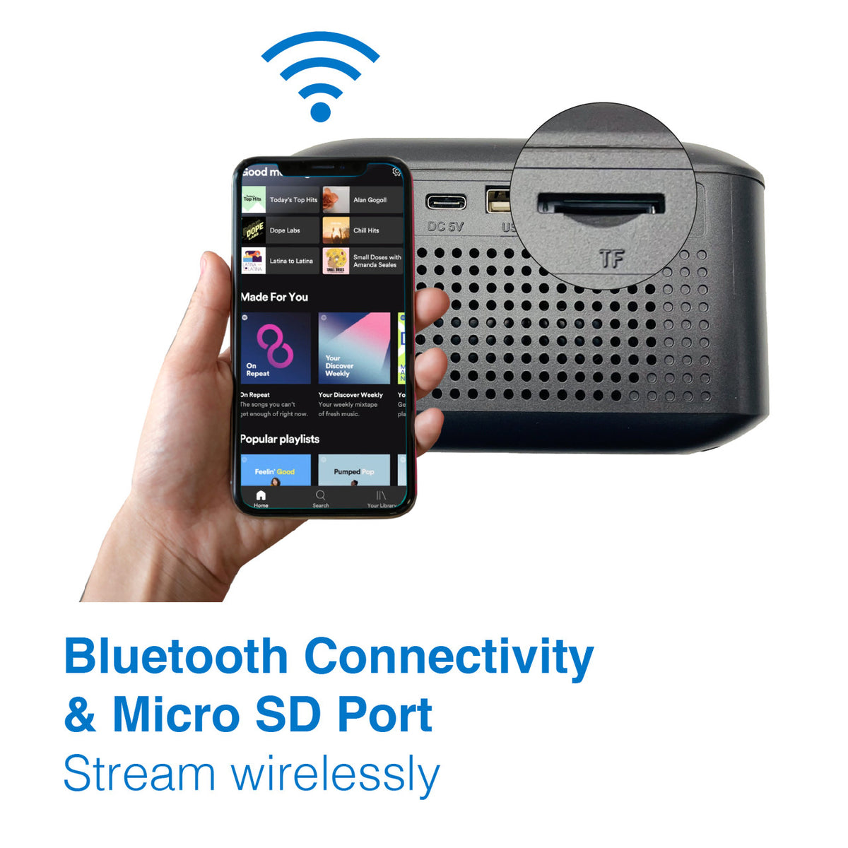 Laser Alarm Clock | Wireless Charging | Bluetooth Speaker