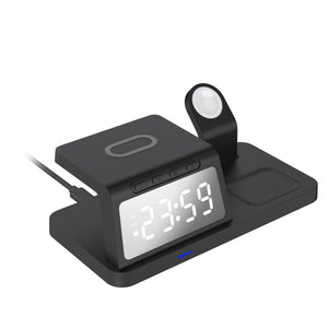 Laser 3-in-1 Charging Station | Wireless Charger + Alarm Clock | Black