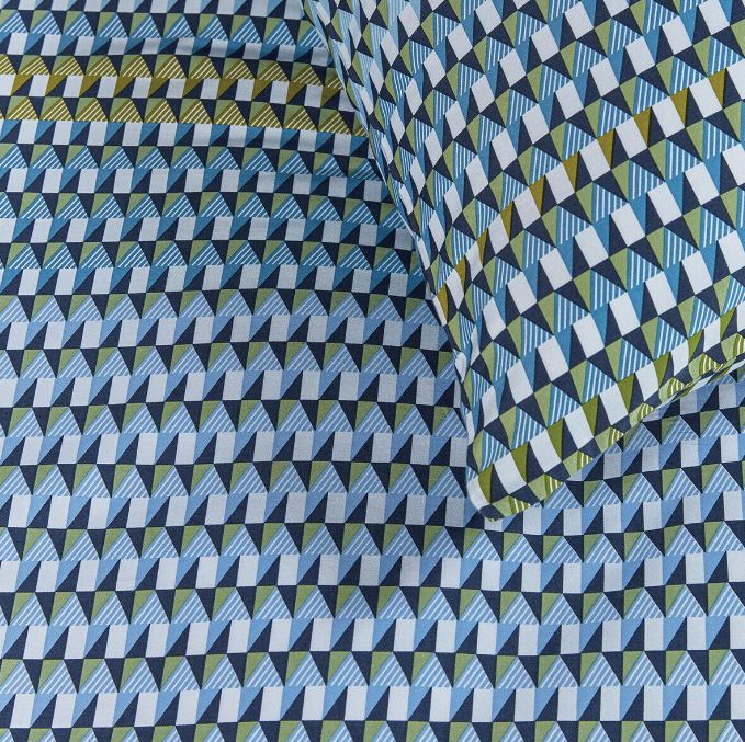 Rhythm Cotton Sateen Blue Green Quilt Cover Sets | Bedding House | King