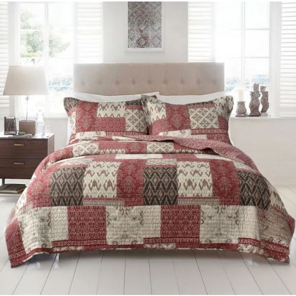 Aberdeen 100% Cotton Quilted 3 Pcs Bedspread Coverlet Set | Super King