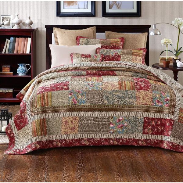 Broadway 100% Cotton Quilted 3 Pcs Bedspread Coverlet Set | Super King