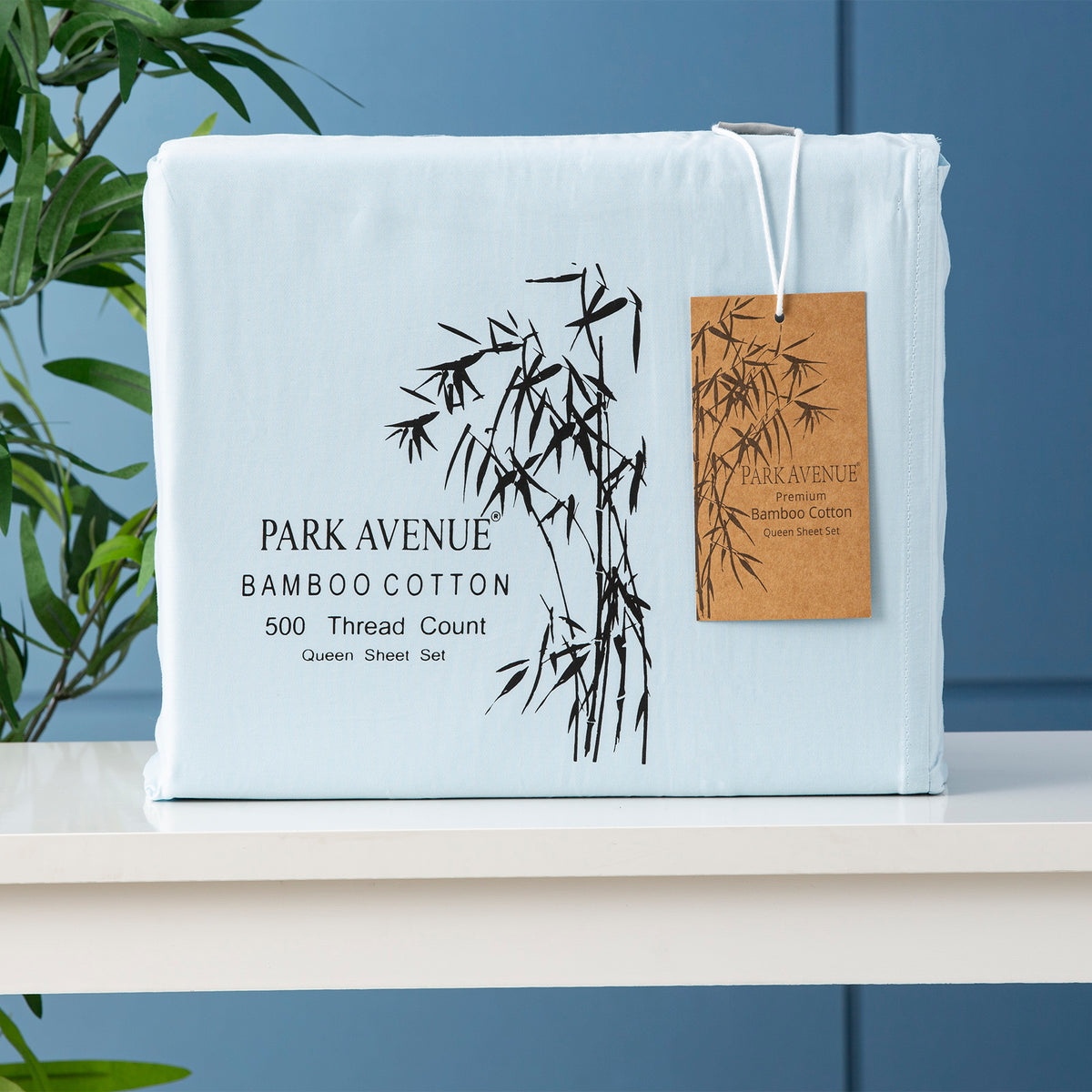 Park Avenue | Bamboo Cotton Sheet Set | Mid Blue | 500 TC | Mega King