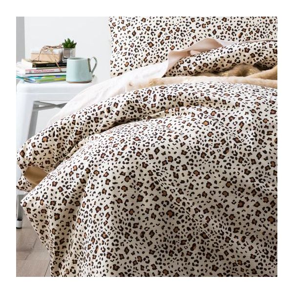175 GSM Egyptian Cotton Flannelette Snow Leopard Quilt Cover Set | King | Park Avenue