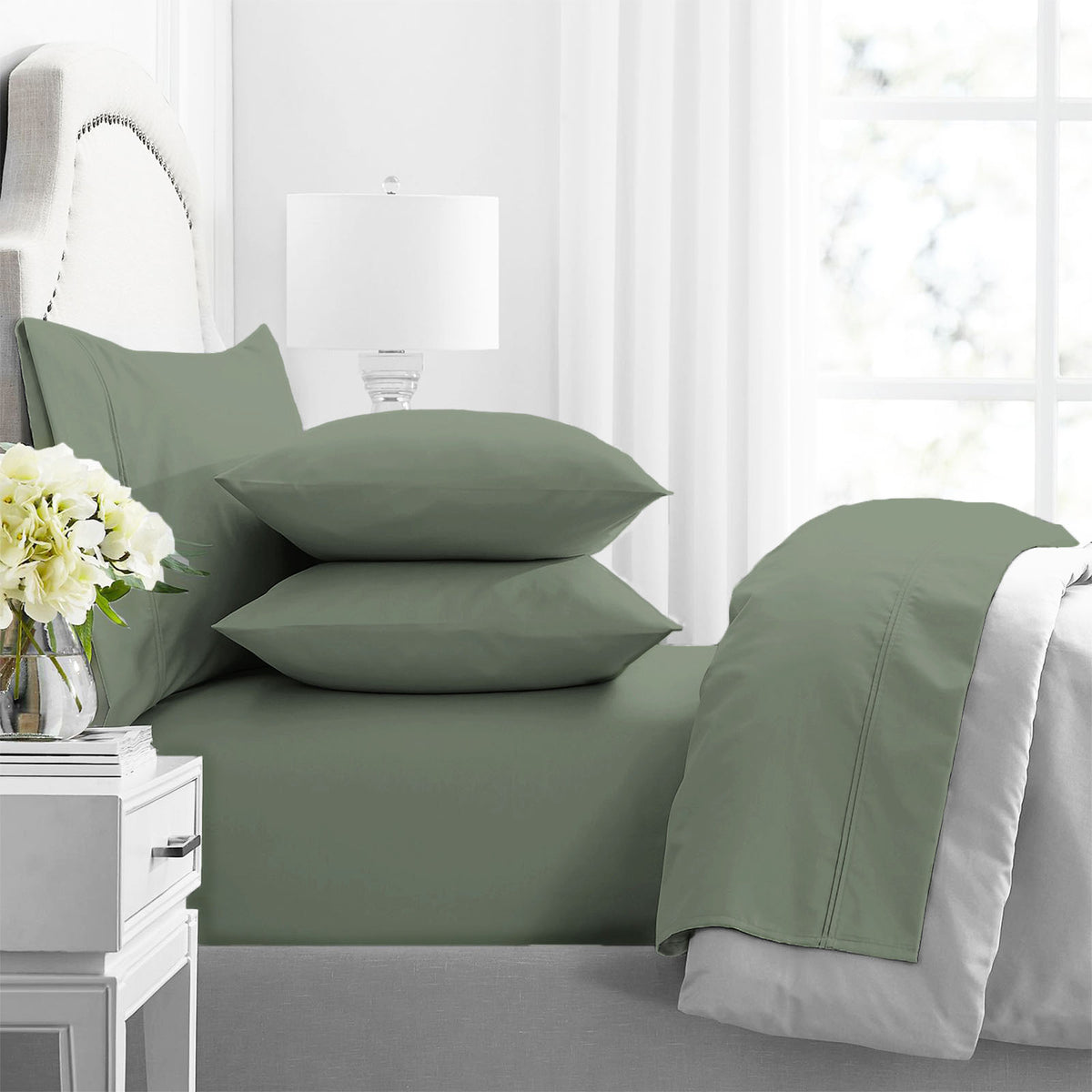 Renee Taylor | Premium Egyptian Cotton Sheet Set | Juniper | 1000 TC | Queen