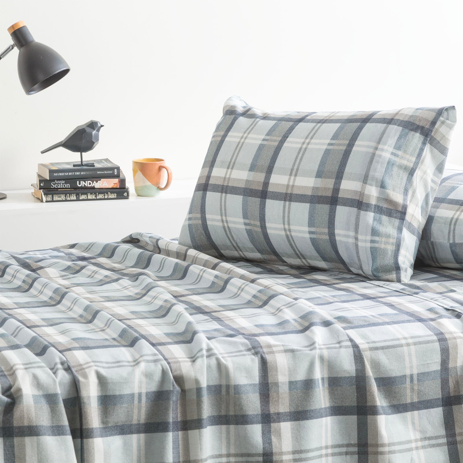 Park Avenue | Heathered Plaid Egyptian Cotton Flannelette Sheet Set | 175 GSM | Queen