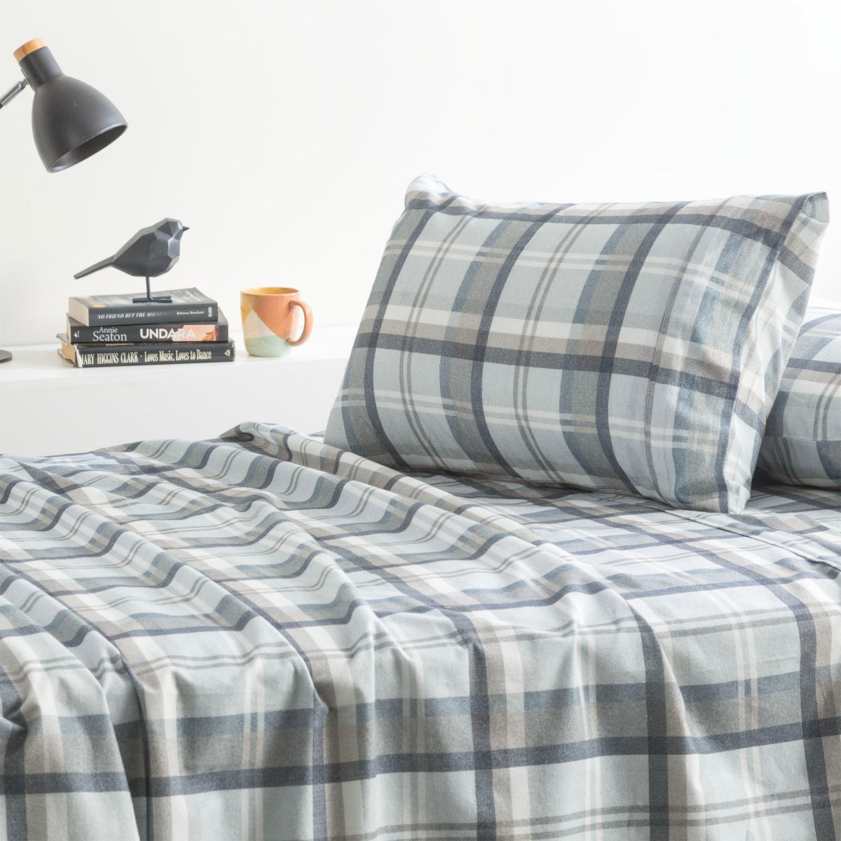 Park Avenue | Heathered Plaid Egyptian Cotton Flannelette Sheet Set | 175 GSM | King