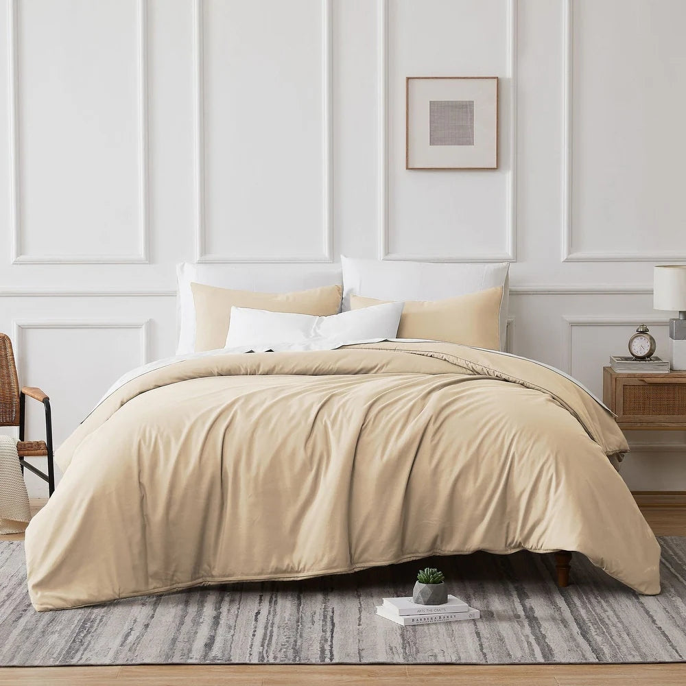 700 TC Tencel Lyocell Fibre & Cotton Bone Quilt Cover Set | King | Renee Taylor